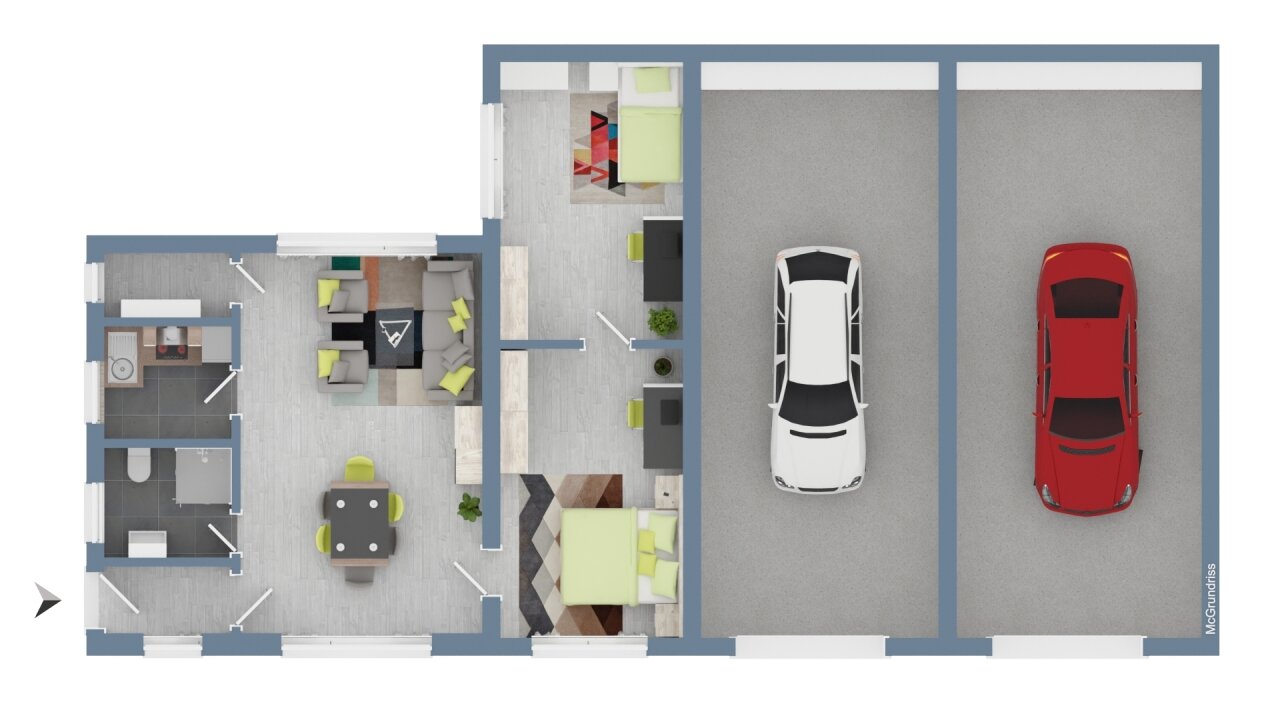 Grundriss Büro und Carports